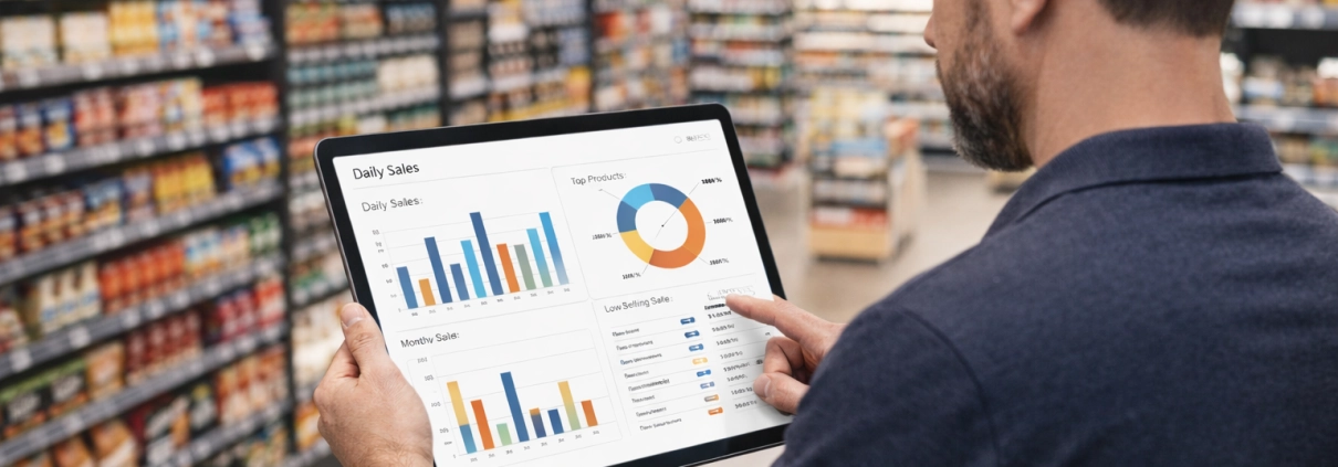 گزارش‌گیری فروش سوپرمارکت در تهران